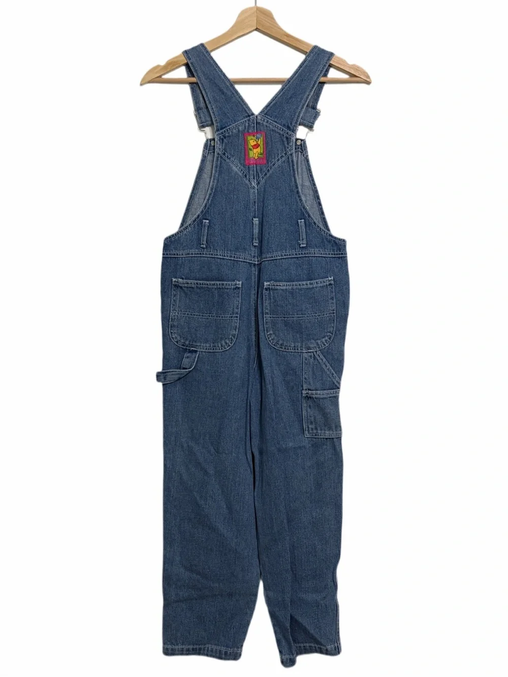 Vintage 90s Disney Winnie Pooh Tigger Blue Denim Jean Cargo Overalls Sz 10 Youth